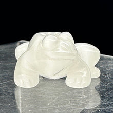 Load image into Gallery viewer, Frog Carved Opalized Glass Statue | 1 Figurine | | 40x36x20mm | Clear, White
