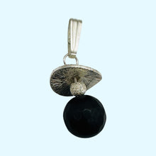 Load image into Gallery viewer, Black Stone Africa Sterling Silver Pendant Matte Black Handmade USA 1 Inch
