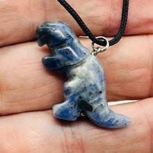 Load image into Gallery viewer, Sodalite Tyrannosaurus Rex Dinosaur Pendant Necklace | 3/4&#39; Long | Blue, White |
