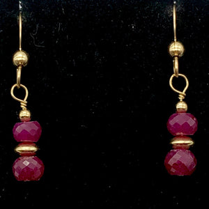 Natural Precious Gemstone Ruby Earrings with Gold Findings