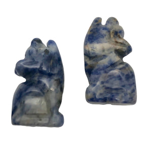 Howling New Moon 2 Carved Sodalite Wolf / Coyote Beads | 21x11x8mm | Blue white