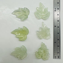 Load image into Gallery viewer, New Jade Carved Serpentine Leaf Bead Set | 28x23x4 to 23x24x4mm | 6 Beads |
