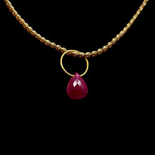 Load image into Gallery viewer, Natural Untreated Red Ruby 18K Briolette Bead Pendant | .91cts (TCW) | 5.5x4mm|
