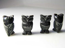 Load image into Gallery viewer, Wisdom Carved Obsidian Owl Animal Bead Figurine | 21x12x9mm | Black
