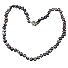 Load image into Gallery viewer, Dramatic Rainbow Peacock Freshwater Pearl Sterling Silver Necklace 20 inch 9808
