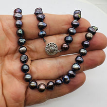 Load image into Gallery viewer, Dramatic Rainbow Peacock Freshwater Pearl Sterling Silver Necklace 20 inch 9808
