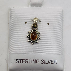 Amber Sterling Silver Bezel Set Pendant | 1/2" Long | Amber | 1 Pendant |