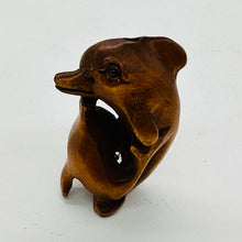 Load image into Gallery viewer, Carved Mommie Dolphin &amp; Baby Boxwood Ojime/Netsuke Bead | 28x20x18mm | Brown
