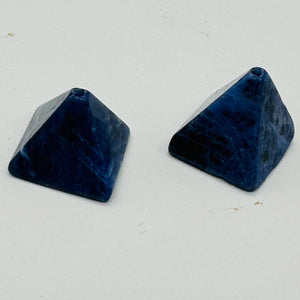 2 Hand Carved Sodalite Pyramid Beads 9289SO