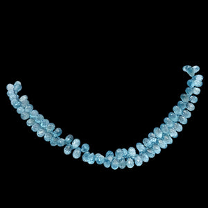 Rare Natural Blue Zircon Faceted 6x4mm Briolette 8.5 inch Bead Strand 10848