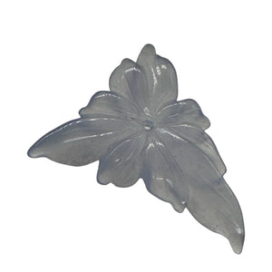 Chalcedony 15ct Hand Carved Flower Pendant Bead| 34X27X4mm| Blue| 1 Pendant Bead