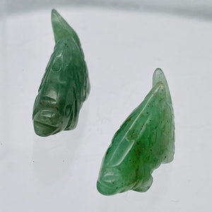 Swimmin' 2 Carved Aventurine Fish Koi Carp Beads | 23x11x8mm | Green