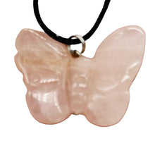 Load image into Gallery viewer, Rose Quartz Stone Butterfly Pendant | 1&quot; Long | Pink | 1 Pendant Necklace |
