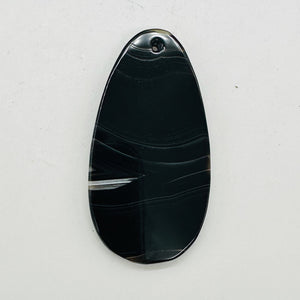 Sardonyx Large Designer Teardrop Pendant Bead | 64x33x6mm| Black.White| 1 Bead}