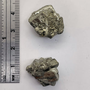 Pyrite Crystal Nugget Beads | 18x14x15 to 18x16x14mm | Silver Gold | 2 Beads |