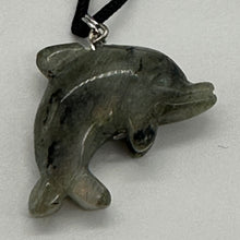 Load image into Gallery viewer, Labradorite Stone Dolphin Pendant Necklace| 3/4&quot; Long | Green, Rainbow |
