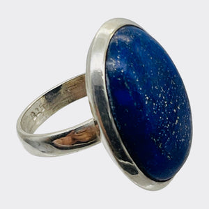 Gemstone Oval Lapis Lazuli Sterling Silver Ring | Size 8 | Blue Silver | 1 Ring|