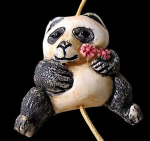 Adorable Hand Carved Panda Centerpiece Bead 10575C