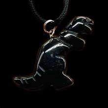 Load image into Gallery viewer, Tigereye Tyrannosaurus Rex Dinosaur Pendant Necklace | 3/4&#39; Long | Bronze |
