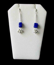 Load image into Gallery viewer, Spark Stardust Lapis Dangle Drop Silver Earrings 5697
