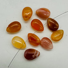 Load image into Gallery viewer, Botswana Agate Briolette Beads 10 Orange Pink Gemstone 12mm Jewelry Making
