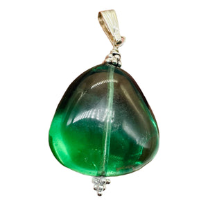 Fluorite Sterling Silver Pendant | 1 1/2" Long | Blue Green | 1 Pendant |