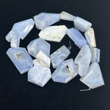 Load image into Gallery viewer, Drusy Blue Chalcedony 100g Quadrilateral Strand| 35x22 to 22x19mm | Blue, White|
