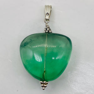 Fluorite Sterling Silver Pendant | 1 1/2" Long | Blue Green | 1 Pendant |