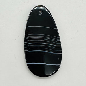 Sardonyx Large Designer Teardrop Pendant Bead| 64x33x6mm| Black, White| 1 Bead |