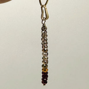 Sapphire Faceted Rondelle 14K Gold Filled Pendant|Red Orange Green| 1 1/2" Long|
