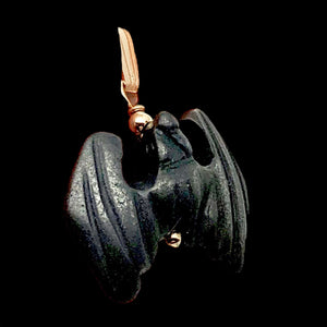 Hematite Bat Pendant Necklace | Semi Precious Stone Jewelry | 14kgf Pendant |