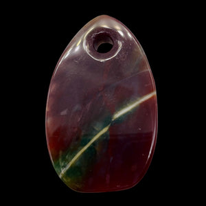 Hand Carved Bloodstone Agate Pendant Bead | 54x33x6mm| Green Red | Oval | 1 Bead