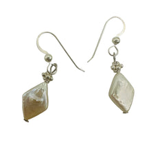 Load image into Gallery viewer, White Freshwater Pearl Dangle Earrings Sterling Silver 14x10mm 1.25 Inch
