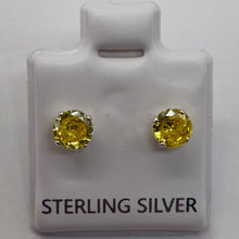 Load image into Gallery viewer, November Birthstone 5mm Lab Citrine Sterling Silver Earrings
