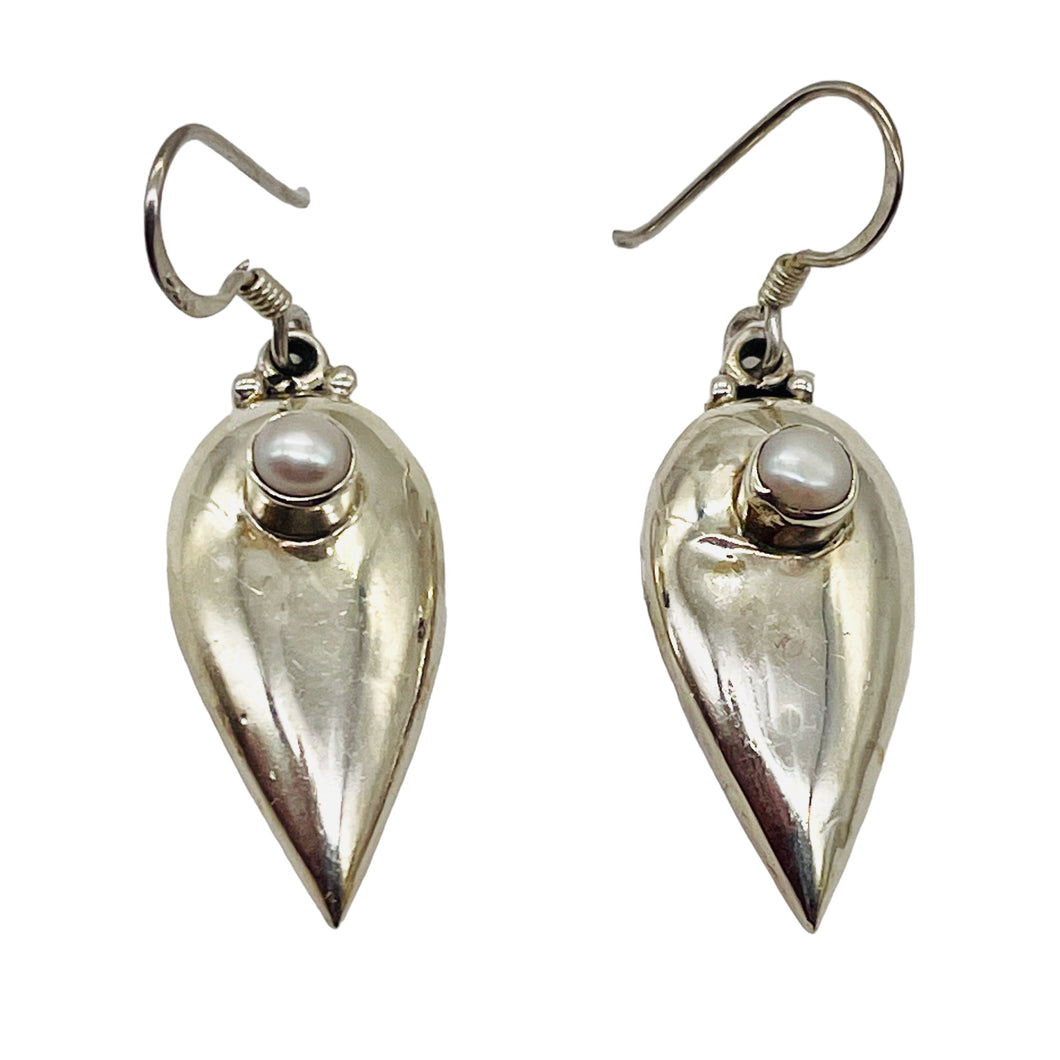 Fresh Water Pearl Sterling Silver Drop Earrings | 1 3/4