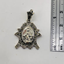 Load image into Gallery viewer, Marcasite Sterling Silver Virgin Mary Pendant | 1&quot; Long | 1 Pendant
