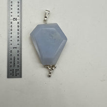 Load image into Gallery viewer, Chalcedony Druzy Designer Cut Sterling Silver Pendant | 2&quot; Long | Blue |
