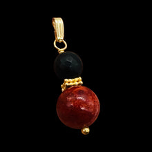 Load image into Gallery viewer, Black Stone Africa Round Bead and Coral 14K Gold Filled Pendant | Black Matte |
