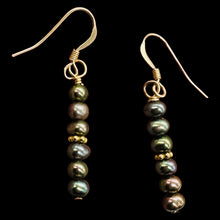 Load image into Gallery viewer, Coppery Rainbow Platinum Freshwater Pearl 14K Gold Filled Earrings 4mm 1.5"
