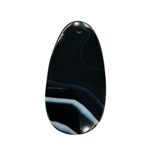 Sardonyx Focal Pendant Bead | Black, White | 64x34x6mm | 1 Bead |