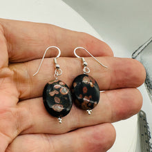 Load image into Gallery viewer, Natural Poppy Ocean Jasper Sterling Silver Earrings | Pink, Black | 1 1/4&quot; Long|
