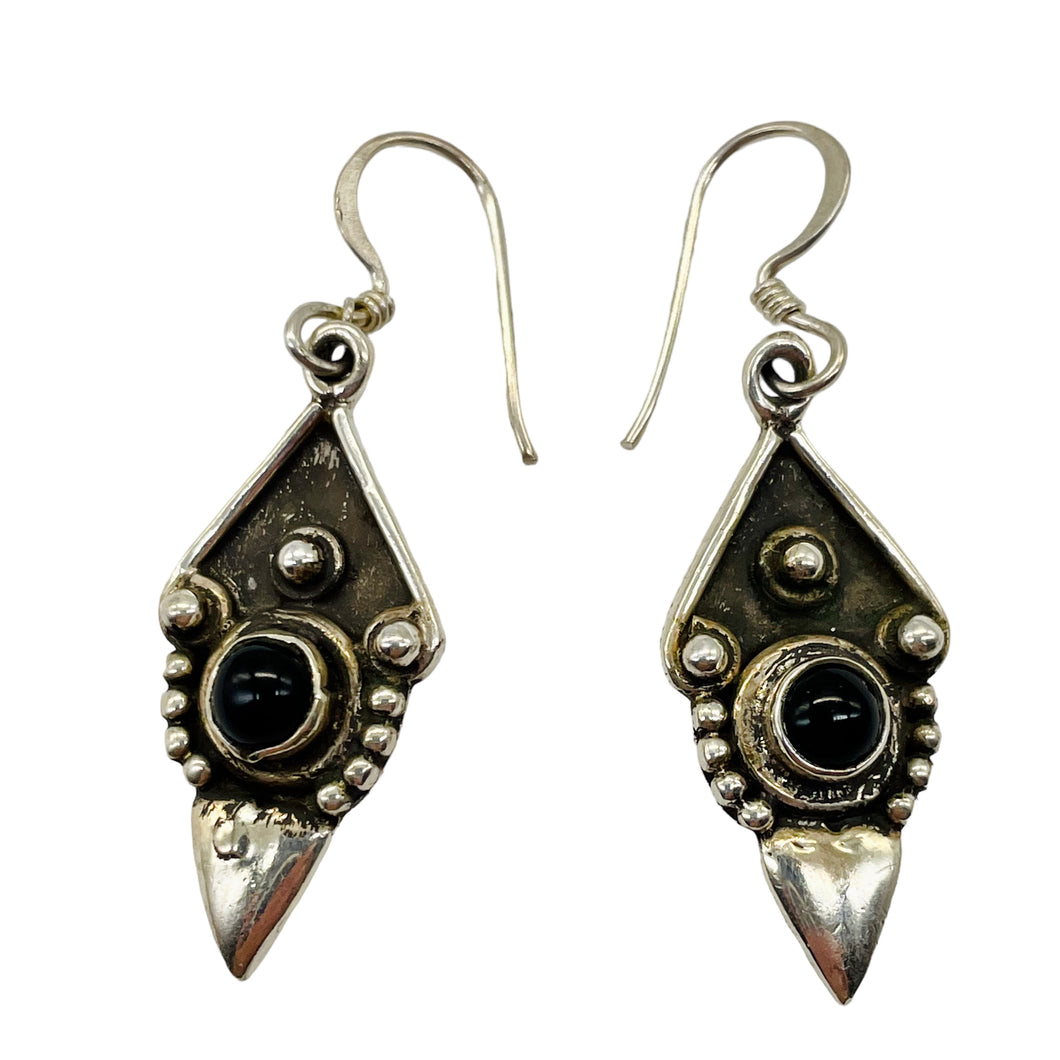 Stellar! Black Onyx Sterling Silver Drop/Dangle Earrings | 1 1/2
