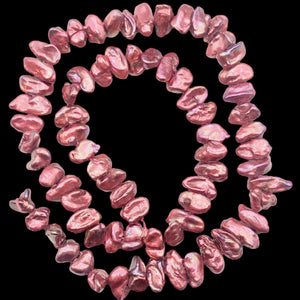 Coppery Warm Raspberry Keishi Pearl Strand 108088