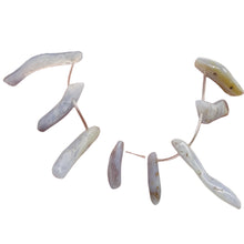 Load image into Gallery viewer, Blue Chalcedony Natural Beads 67g Strand | 44x10 to 30x6mm | 16 Beads |
