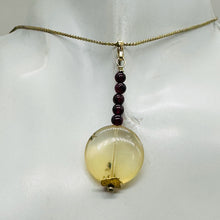 Load image into Gallery viewer, Gemmy Peruvian Opal w/Garnet Sterling Silver Pendant | Clear, Red |1 1/4&quot; Long |
