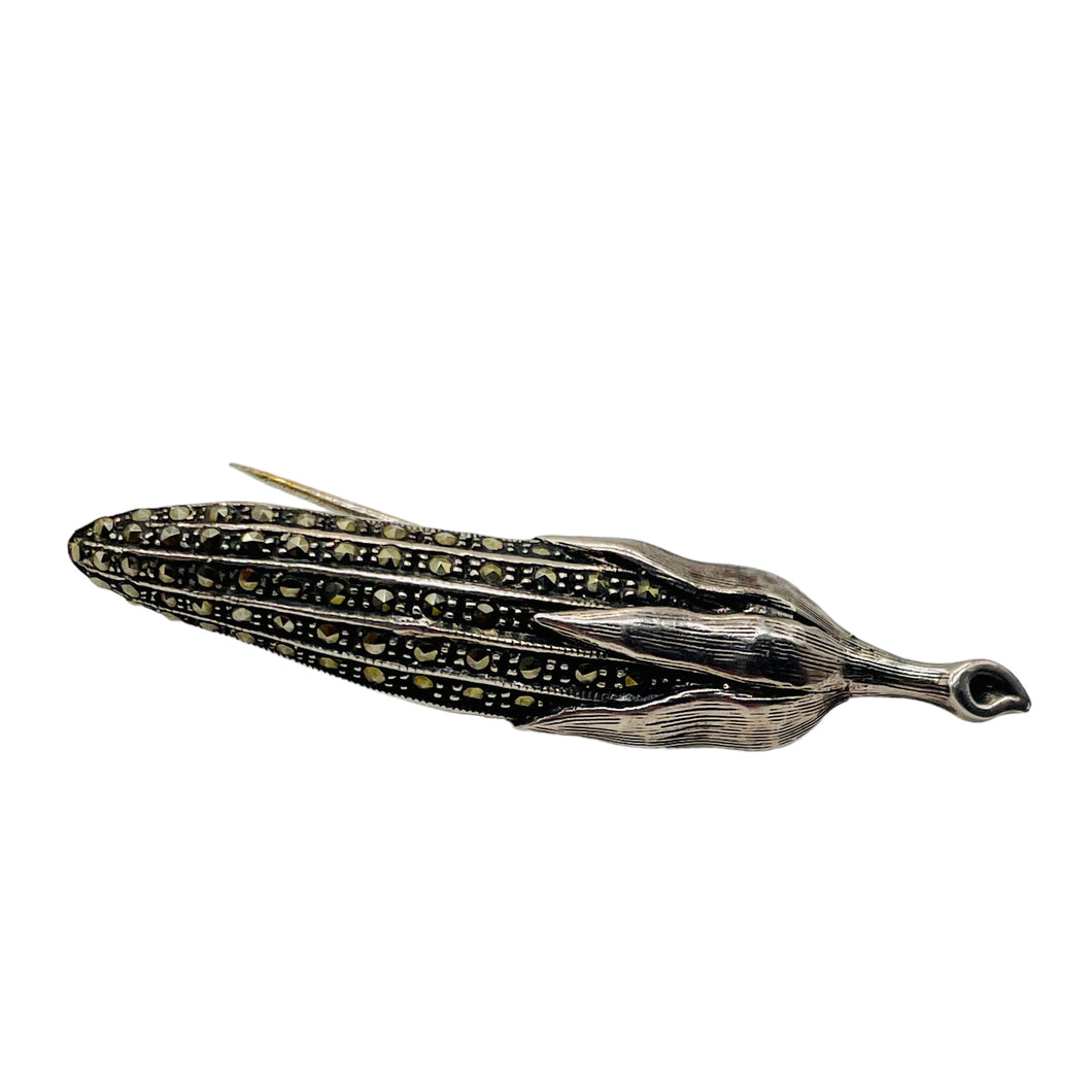 Ear of Corn Marcasite Sterling Silver Pin | 2