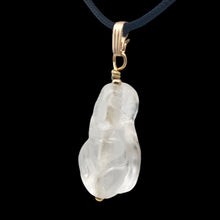 Load image into Gallery viewer, Hand Carved Quartz Female Laughing Buddha Pendant with 14K Gold Findings|1 3/4"|
