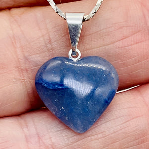 Aventurine Heart Pendant | 7/8" Long | Blue | 1 Pendant |