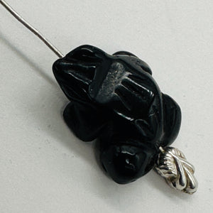 Charming Onyx Stone Frog Animal Beads Figurine | Black| | 20x18x9.5mm | Black