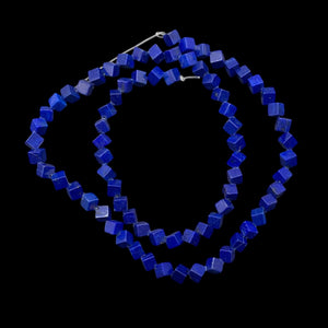 Exclusive Lapis Diagonal Drill Cube Bead Strand 108883